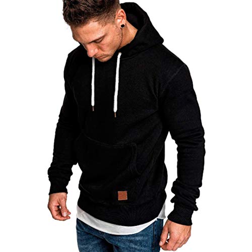 Yvelands ¡Oferta Barata Sudaderas con Capucha para Hombre Cosy Sport Outwear Sudadera con Cremallera Completa Ecosmart Hoodie Casual Sweatshirt Top Blouse ¡Caliente!(Negro,M)