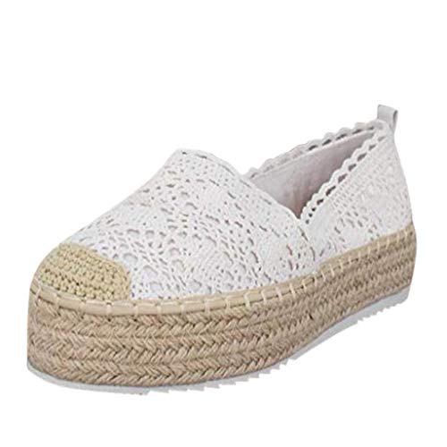 YWLINK Plataforma Hueca para Mujer Zapatos Casuales Color SóLido Transpirable CuñA Alpargatas Antideslizante CóModo Zapatos Romanos Bohemia TamañO Grande Fiesta Deportes Al Aire Libre(Blanco,42EU)