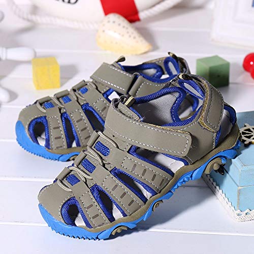 YWLINK Sandalias Deportivas NiñOs Zapatos para NiñOs Punta Cerrada Verano Playa Sandalias Zapatos,Zapatillas Antideslizante Fondo Blando Casuales(Gris,25EU)