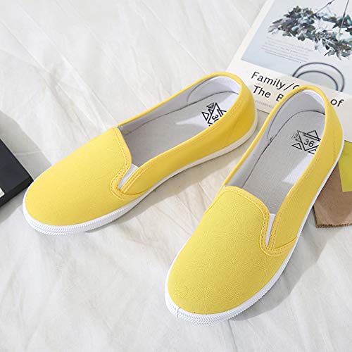 Zapatillas Canvas de Lona Mujer Zapatos Informales Planos de Lona Cómodos y Versátiles Blanco Amarillo Rojo Negro riou