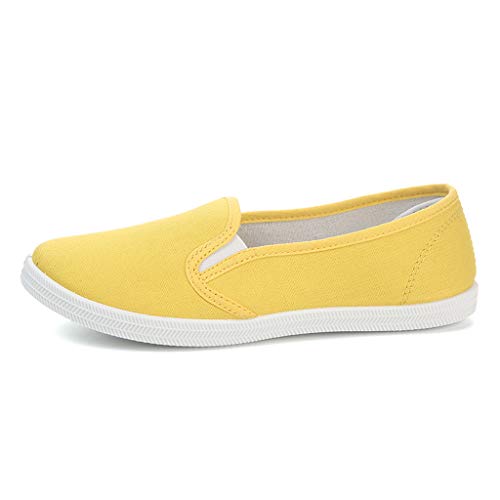 Zapatillas Canvas de Lona Mujer Zapatos Informales Planos de Lona Cómodos y Versátiles Blanco Amarillo Rojo Negro riou