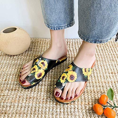 Zapatillas de Cuero para Mujer Color Plano Verano Mujer Chanclas Frescas Confort Interior o Exterior Playa Señoras Soft Slides Zapatos Casuales Grandes, Rayas, 36EU