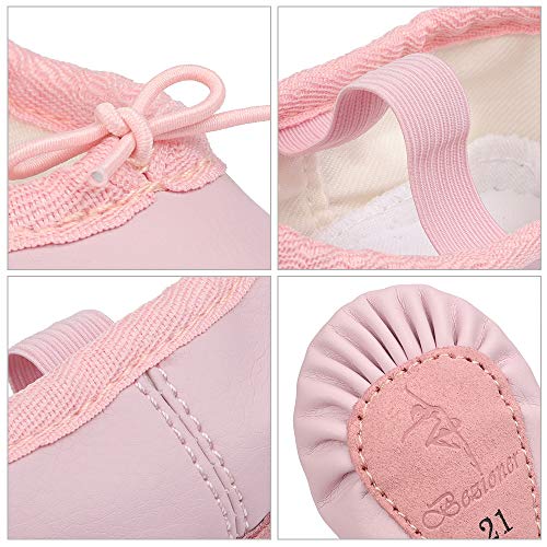 Zapatillas de Danza Cuero Zapatos de Ballet y Gimnasia Baile para Niña y Mujer Rosa 26