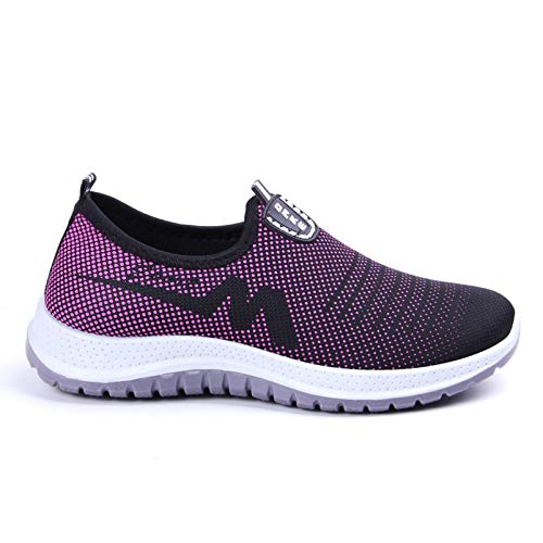 Zapatillas de Deporte para Mujer, Ligeras, Antideslizantes, Elegantes, Resistentes al Desgaste para Mayores, Zapatos Casuales, Zapatillas de Deporte Transpirables de Colores Mezclados y sin Cordones