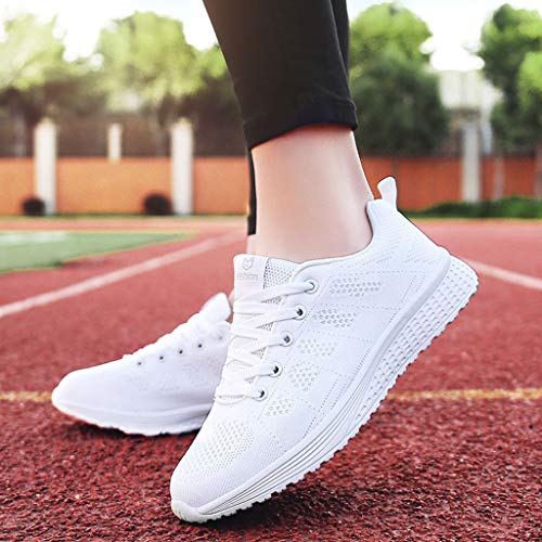 Zapatillas de Deporte Respirable para Correr Deportes Zapatos Running Cojines de Aire Calzado Mecedora Net para Estudiante Volar Zapatos Deportivas de Mujer Gimnasia Ligero Sneakers Atletismo riou