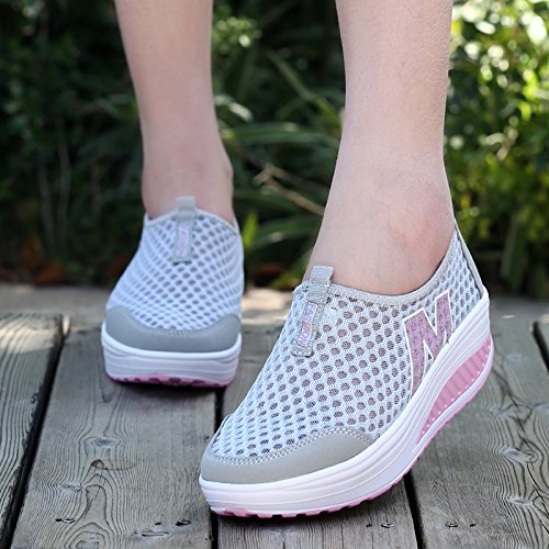 Zapatillas De Deporte Zapatos Respirado Ligero Malla Talla 35-42 Mujeres Deporte Running Zapatillas Sacudir Casual Zapatos Height-Increasing Sneaker