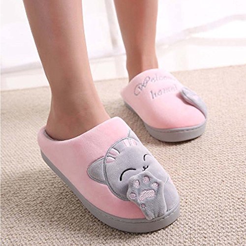 Zapatillas De Estar por Casa De Mujer Homber Invierno Dibujos Animados Gato Antideslizante CáLido Interior Dormitorio Slippers