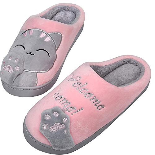 Zapatillas De Estar por Casa De Mujer Homber Invierno Dibujos Animados Gato Antideslizante CáLido Interior Dormitorio Slippers