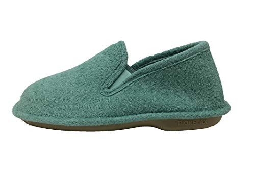 Zapatillas de Estar por casa/Mujer/Biorelax/Primavera-Verano/Talón Cerrado/Algodón Rizo/Suela: Goma/Talón Acolchado/Color Aguamar/Talla 40