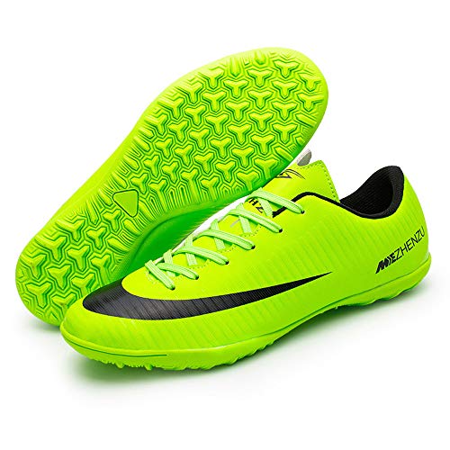 Zapatillas de fútbol Topoption para niños y adultos, profesionales, para entrenar al aire libre, para exteriores, atléticos, con tacos, unisex, color Verde, talla 40 EU