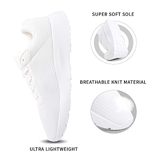 Zapatillas de Running Hombre Mujer Deportivas Casual Gimnasio Zapatos Ligero Transpirable Sneakers Blanco 38 EU