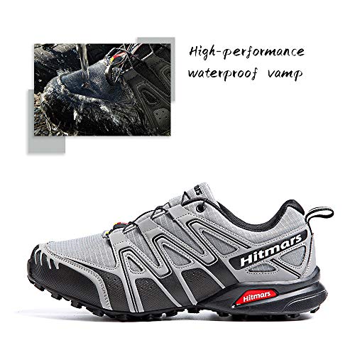 Zapatillas De Trail Running Impermeables para Hombre Mujer Zapatillas Trekking Zapatos Senderismo Deporte Gris Talla 45