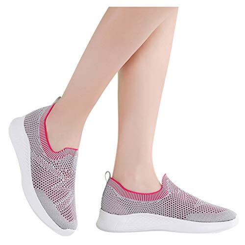 Zapatillas Deportivas de Entrenamiento de Fondo Suave Correr Fitness AtléTico Caminar Zapatos de Mujer Zapatos CóModos y Transpirables de Malla Zapatos Planos de Antideslizante Negro Blanco 35-42 EU