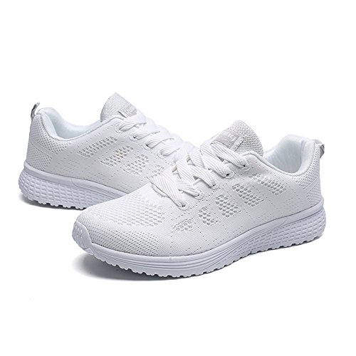 Zapatillas Deportivas De Mujer Ligeras Y CóModas Malla Plataforma Zapatos Sneakers Running Casual 2019 con Cordones Baratas Deportivo Calzado Baohooya (37, Blanco)