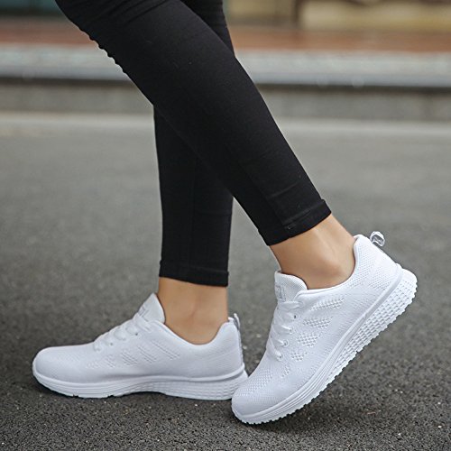 Zapatillas Deportivas De Mujer Ligeras Y CóModas Malla Plataforma Zapatos Sneakers Running Casual 2019 con Cordones Baratas Deportivo Calzado Baohooya (37, Blanco)