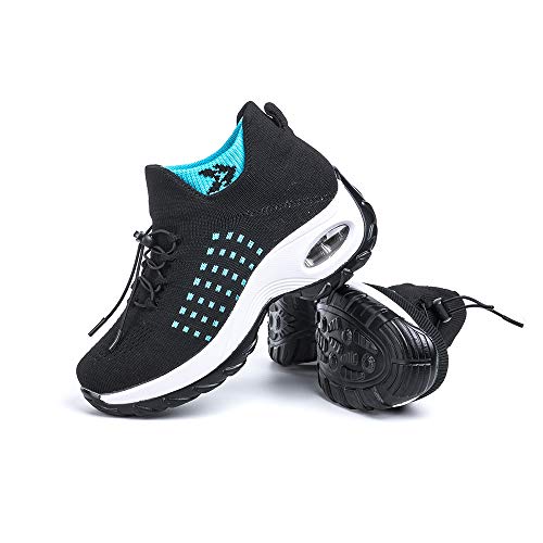 Zapatillas Deportivas de Mujer Zapatos Running Fitness Gym Outdoor Sneaker Casual Mesh Transpirable Comodas Calzado Negro Talla 39