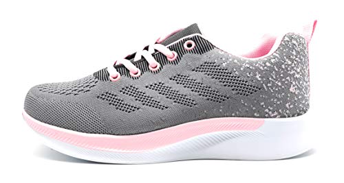 Zapatillas Deportivas Mujer Running Ligero Malla Transpirable con Cordones Zapatillas de Deporte para Mujeres Fitness Correr Atletismo Caminar Andar Gimnasia