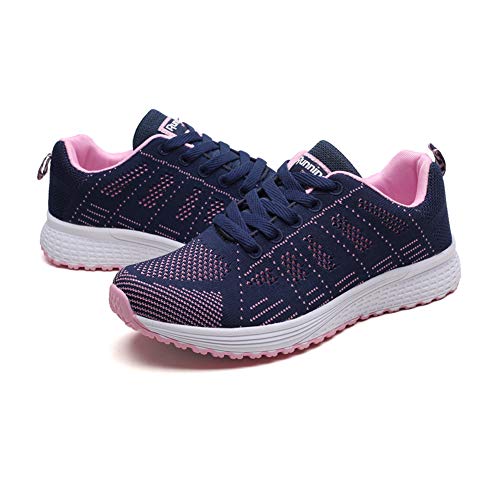 Zapatillas Deportivas Mujer Sneakers Zapatos para Correr para Niña Mujeres Running Zapatos Casuales de Mujer Ligero Respirable Atarse Azul Talla 35