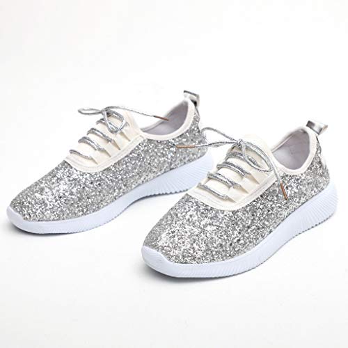 Zapatillas Deportivas Running Mujer de Correr con Cordones y Fondo Suave con Lentejuelas y Lentejuelas Zapatos Casual Ligero y Comodo Athletic Respirabl Sneakers riou