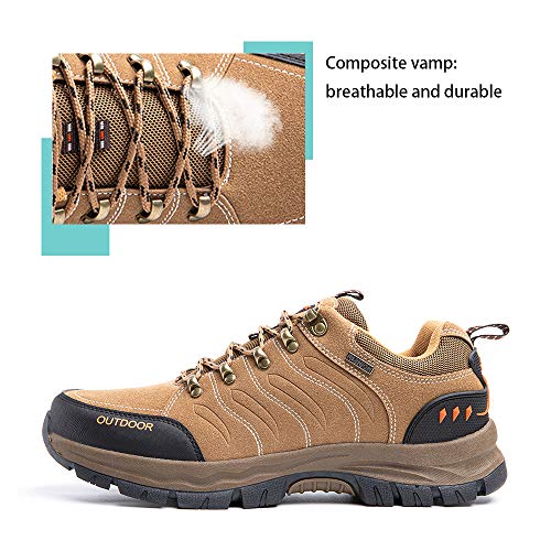 Zapatillas Trekking Hombre Antideslizantes Zapatos de Senderismo Transpirable Botas Montaña Bajas al Aire Libre 2 Marrón Talla 42 EU