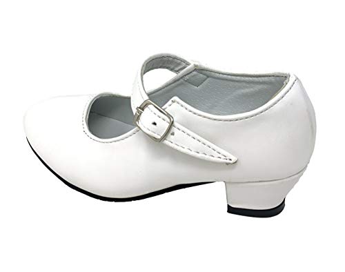 Zapato Flamenco Danza Baile Sevillanas niña Mujer Negro Blanco (28, Blanco)