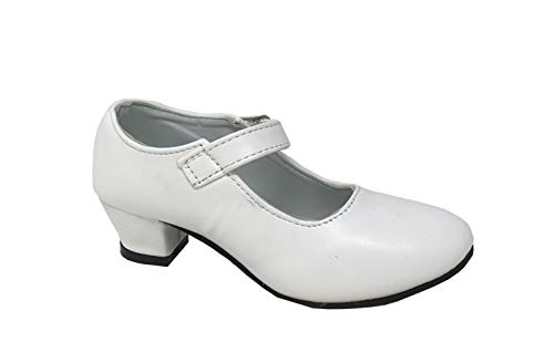 Zapato Flamenco Danza Baile Sevillanas niña Mujer Negro Blanco (28, Blanco)