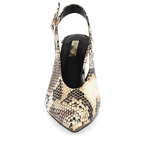 Zapato Salon de Mujer con Punta Fina Destalonado Tacon Alto Primavera Verano 2019. Talla 41 Marron