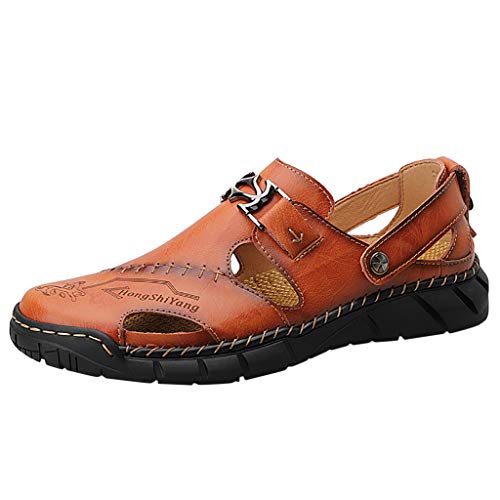 Zapatos Casuales De Talla Grande para Hombre Sandalias Deportivas De Verano Aire Libre Antideslizante Transpirable Zapatos Super Ligeros Elegantes Zapatillas De Playa Vintage De CañA Alta Marrón