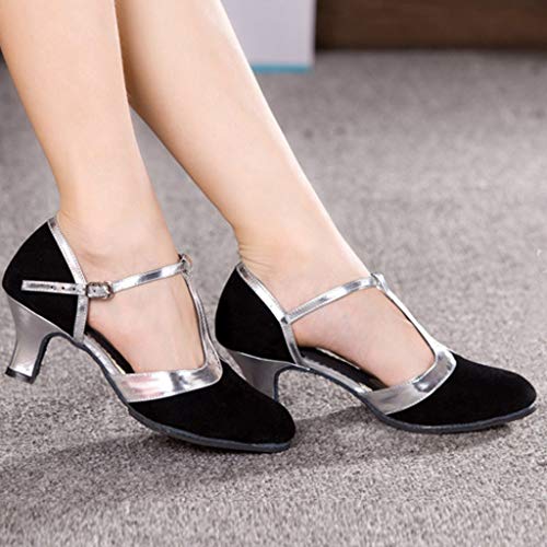 Zapatos de Baile/Zapatos Latinos para Mujer Casuales Zapatillas Hebilla Romanas Calzado de Danza Tacón Alto/Medio Mujeres Zapatos Vestir de Fiesta riou