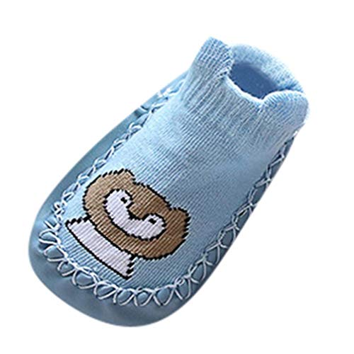 Zapatos de bebé, ASHOP Niña Niño Casuales Zapatillas del Otoño Invierno Flock Deporte Antideslizante del Zapatos Calcetines de Dibujos Animados Animal Slipper Boots 0-24 Meses (Azul,18-24 Meses)