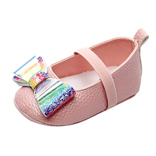 Zapatos De Bebé,Zapatos De Vestir De Lentejuelas Zapatos De Bowknot para NiñOs Zapatos De Bebé De Fondo Suave Zapatillas Antideslizantes Zapatos De Princesa Zapatos De NiñA con Bautizo Blanco 11-15EU