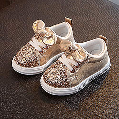 Zapatos de Lentejuelas de Diamantes de Imitación para Niñas,Ciclismo Zapatos con Bowknot para Bebé Niñas Run Sport Zapatillas Deportivas Zapatillas Casuales de Primavera Otoño Rosa Plata 21-30EU