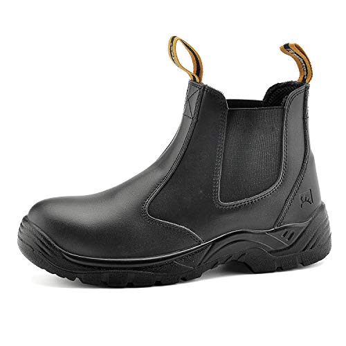 Zapatos de Seguridad Impermeables para Hombres - Safetoe 8025 Botas de Trabajo con Puntera de Acero (Talla 39, Negro)