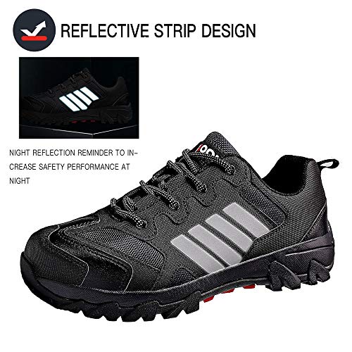 Zapatos de Seguridad para Hombre con Puntera de Acero Zapatillas de Seguridad Trabajo, Calzado de Industrial y Deportiva(B Negro,43 EU)