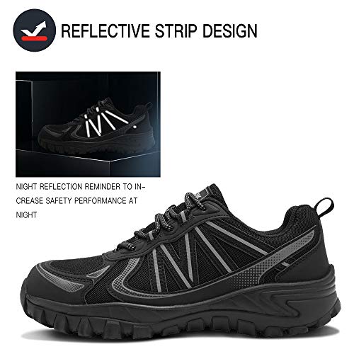 Zapatos de Seguridad para Hombre con Puntera de Acero Zapatillas de Seguridad Trabajo, Calzado de Industrial y Deportiva(D Negro,42 EU)