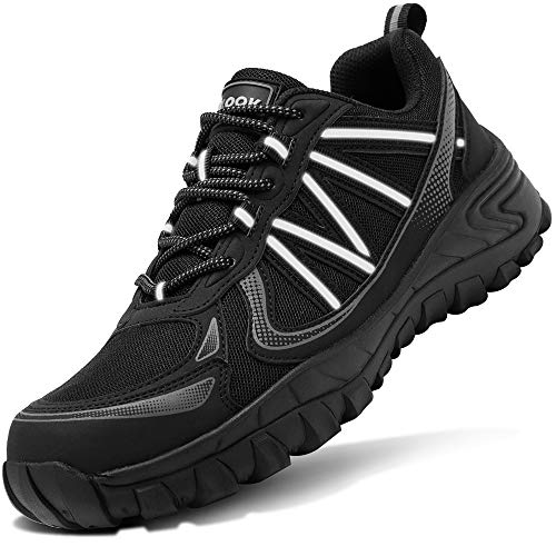 Zapatos de Seguridad para Hombre con Puntera de Acero Zapatillas de Seguridad Trabajo, Calzado de Industrial y Deportiva(D Negro,42 EU)