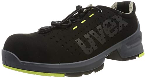 Zapatos de Seguridad Uvex 1 para Hombres - Zapatillas de Trabajo S1 SRC ESD - Negro Verde - Tamaño: 49