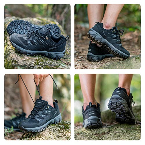 Zapatos de Senderismo Mujeres Calzado Deportivo de Exterior de Hombre Antideslizante Transpirable Zapatillas Casual Calzado de Acampada y Marcha Negro EU 39