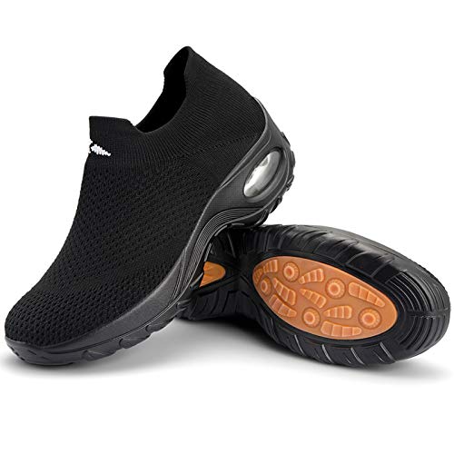 Zapatos Deporte Mujer Zapatillas Deportivas Correr Mesh Calzado de Caminar Trabajo Bambas Running Negro D, Gr.40 EU