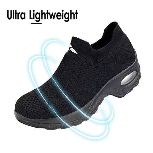 Zapatos Deporte Mujer Zapatillas Deportivas Correr Mesh Calzado de Caminar Trabajo Bambas Running Negro D, Gr.40 EU