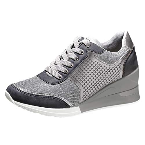 Zapatos Deportivos Mujer Cuña Running Casual Comodos Deportes Calzado Multideporte Gris Baratos Rebaja 37-43EU 0201