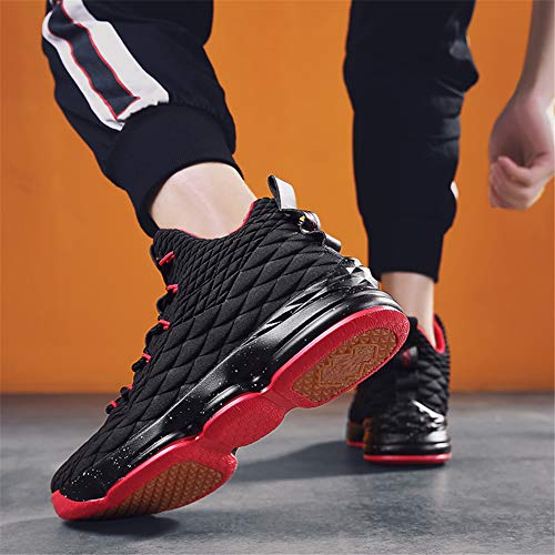 Zapatos Hombre Deporte de Baloncesto Sneakers de Malla para Correr Zapatillas Antideslizantes Negro Rojo Champán Verde Brillante 36-46 Negro Rojo 42