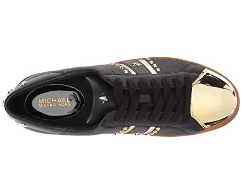 Zapatos Mujeres Sneakers MICHAEL KORS Frankie Stripe Leather Black Pale Gold New