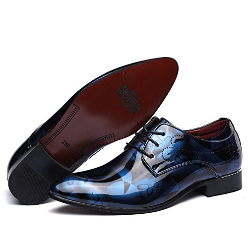 Zapatos Oxford Hombre, Cuero Cordones Vestir Derby Calzado Boda Negocios Marron Azul Gris Rojo 37-50EU BL43