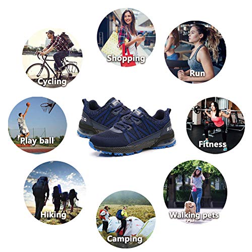 Zapatos para Correr Hombre Mujer Air con Absorción de Impactos de Aire Zapatillas de Deportes Sneakers Gimnasio Entrenamiento al Aire Libre DarkBlue35