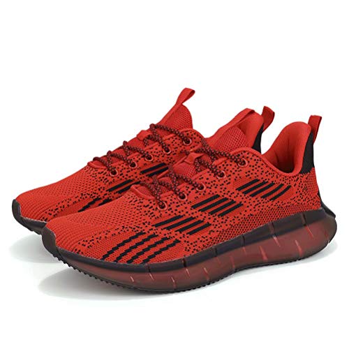 Zapatos para Correr Hombre Outdoor Gimnasio Trekking Zapatillas de Running Cómoda Respirable Casual Sneakers Rojo 42