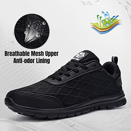 Ziboyue Zapatillas de Seguridad para Hombre Mujer Ligero Transpirable Calzado de Trabajo con Punta de Acero Anti-Pinchazo Zapatos de Seguridad (Negro Puro,41 EU)