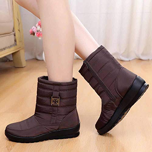 ZODOF Botas de Nieve para Mujer Mujeres Calientes de Invierno Botas para la Nieve Botas Casuales para Mujer Botines cálidos Botas de Mediana Edad