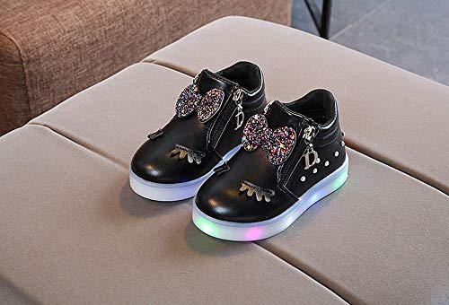 ZODOF Zapatos Casuales CóModos De Los NiñOs Lindos del Conejo NiñOs BebéS Infantil Crystal Bowknot Led Botas Luminosas Zapatillas Deportivas Zapatillas