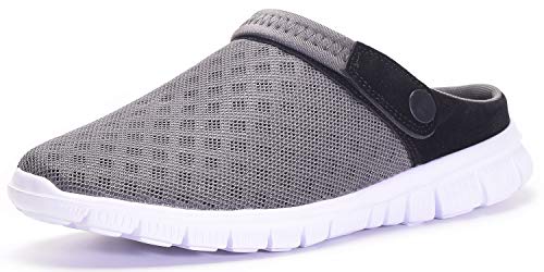 Zuecos Hombres Mujeres Unisex Zapatillas de Playa Sandalias Piscina Vernano Zapatos de Jardín Respirable Malla Casual Pantuflas - Gris Profundo, 37 EU